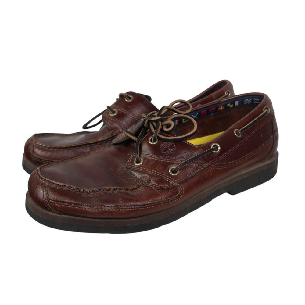 Timberland Men's Classic 2-Eye Boat Shoes Brown Leather Size 11